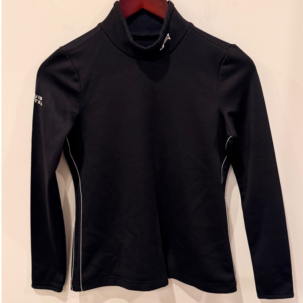 Louis Castel Womens Black Mock Neck Long Sleeve Golf Performance Top Size 90